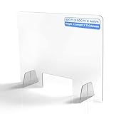Schreibtisch Trennwand mit Durchreiche Schutzwand Tischaufsatz Transparent Acryl für Nagelstudio Spuckschutz Hustenschutz Arbeitplatz Büro Schule Küche (L:80cm H:50cm B:4mm) (M, transparent)