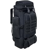 Ogetok 80L Camping-Wanderrucksack, 80 Liter Großer Survival-Jagdrucksack Herren, wasserdichter taktischer Rucksack für Herren und Damen, leichter Molle-Militärrucksack für Outdoor-Reisen, Schwarz