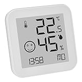 TFA Dostmann Hygrometer digital Black & White, 30.5054.02, Luftfeuchtemessgerät E-Ink, gut ablesbar, Temperatur, weiß