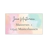 Adressaufkleber personalisiert Regenbogen 38 x 21 mm 48 Stück Adressetikett Etikett Adresse Vinyl Aufkleber Wasserfest