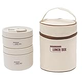 Accmuzzy Thermo Lunchbox Edelstahl,Thermobehälter für Essen mit Thermotasche und Besteck,Thermo Essensbehälter Auslaufsicher,Warmhaltebehälter Essen für Kinder und Erwachsene,440ml&600ml (2)