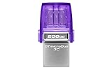 Kingston DataTraveler microDuo 3C USB-Stick 256GB USB Gen 3 Type-C und Type-A - DTDUO3CG3/256GB, Lila + Silber