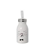 DRW Edelstahl Thermosflasche 260 ml mit Motiv Katze in weiß 260 ml