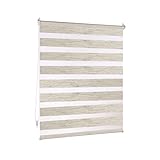 Victoria M. Doppelrollo Klemmfix ohne Bohren, 80 x 150 cm (BxH) Leinen, Rollo Fensterrollo lichtdurchlässig & verdunkelnd，Duo-Rollo Klemmmontage Zebrarollo für Fenster & Türen