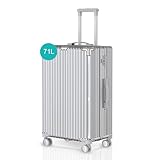 Voyagoux Koffer Handgepäck - 71L, Rollkoffer mittelgroß, Hartschalenkoffer, TSA-Schloss, ABS, 4X 360° Rollen, Robust und Leichtgewicht Suitcase, 27x41x67cm, Silber