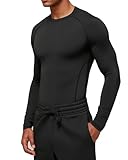 BOOJO Herren Athletic Workout Shirt Langarm Kompressionsshirts, Schwarz (Black Ink), XL