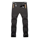 Wanderhose für Herren, wasserabweisend, winddicht, Softshell-Arbeitshose, schnell trocknend, Outdoor-Hose mit mehreren Reißverschlusstaschen, Stretch, verstellbarer Taillenbund, multifunktionale
