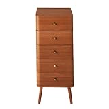 Calicosy Kommode mit 5 Schubladen mit abgerundeten Kanten und Füßen aus Holz – Höhe 100 cm – Retro-Stil und elegant – Kollektion Karl