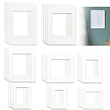 32 Stücke Passepartout, 8 Größen von Bild Foto Rahmen Halterungen Matten für Home Studio (Iced White, Off White)