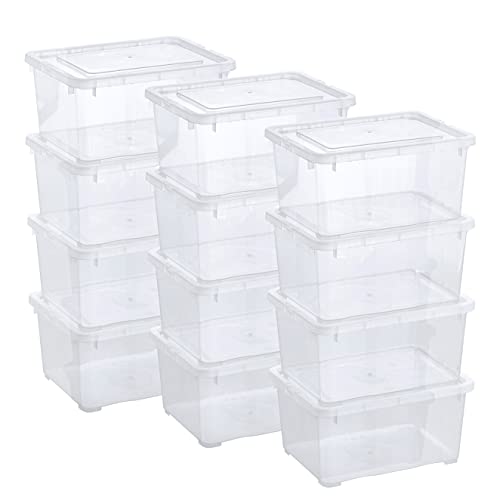 Grizzly Kleine Aufbewahrungsbox mit Deckel, 1,7 L transparente Box, 12er Set, belüftet, stapelbar, ideale Organizer-Boxen mit Belüftung