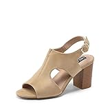 DREAM PAIRS Damen Klassische Pumps Sandalen Sandaletten mit Blockabsatz und Riemchen,Size 39,Khaki,SDHS2351W-E
