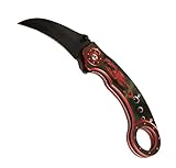 KH-Security Karambit Taschenmesser Red Scorpion aus 420 Edelstahl mit Gürtelclip - Klappmesser Jagdmesser Messer
