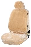 Walser Autositzbezug Teddy, Sitzbezug Kunstfell, Auto-Schonbezug in Lammfell-Optik, Flauschiger Plüsch-Schonbezug vegan beige