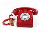 GPO 746 Retro Festnetztelefon im Stil der 70er Jahre mit Druckknopf-authentischer Klingelton- Rot