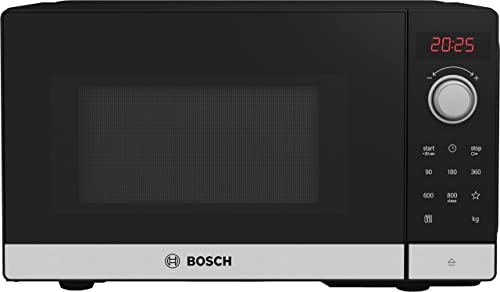 Bosch FFL023MS2 Serie 2 Mikrowelle, 26 x 44 cm, 800 W, Drehteller 27 cm, Türanschlag Links, AutoPilot 7 7 Automatikprogramme, Reinigungsunterstützung, LED-Touchdisplay, Edelstahl