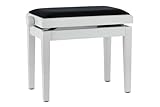 GEWA Pianobank Deluxe Weiß Matt (leichtgängige Höhenverstellung über präzise Scherenmechanik, aus qualitativem Massivholz, langlebig und robust, hohe Bruchlast)