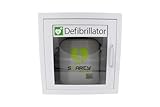 AED Defibrillator SET SMARTY SAVER 2025, vollautom. Auslösung, Umschalter Erwachsene-Kinder, Kombi-Elektroden mit Metall-Wandkasten und AED - Standortwinkel