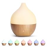 SALKING Aroma Diffuser, 100ml Kleiner Ultraschall Aromatherapie Diffusor für ätherische Öle, mit automatischer Abschaltfunktion, Warmweiß Licht Weiß Holzmaserung Diffusor für Zuhause Büro Oder Yoga