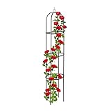 Relaxdays Rankhilfe Obelisk, 190 cm hoch, Ranksäule für Kletterpflanzen, aus Metall, freistehend, Rosenturm, schwarz