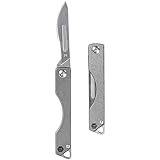 KeyUnity KK01 Titan Klappmesser, Utility EDC Taschenmesser mit #24 austauschbarer Klinge, für Outdoor-Jagd, Camping, Angeln, Wandern für Männer & Frauen (Silber)