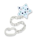 NUK Schnullerkette mit Clip | für Schnuller mit Ring | stabil und bruchsicher | blaue Sterne