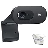 Logitech C505E HD Business Webcam (schwarz) – HD 720p, Mikrofon mit großer Reichweite, USB-A und universelle Clip-Montage, kompatibel mit Windows/macOS/ChromeOS, gebündelt mit Global TeckCloth