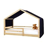 Lovely Hippo Hausbett Himmel Deko-Set für Kinderbett mit Baldachin, Bettwäsche aus Baumwollmusselin für Kinderbett bis 4m Länge - Kinderzimmerdekoration (Modell 2, Nachtblau/Gold)