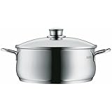 WMF Diadem Plus Kochtopf groß 24cm, Glasdeckel, Bratentopf Induktion 4,5l, Cromargan Edelstahl poliert, Nudeltopf unbeschichtet