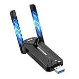 NEWFAST Leistungsstarker WLAN-Stick, 7 Stück, BE6500 U373, Tri-Band, 2,4G/5G/6G, WLAN-Stick, für PC, WLAN-Adapter mit Doppelantennen mit hoher Verstärkung, USB 3.0, WPA3, WLAN-Dongle, kompatibel mit