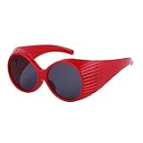 JNWHY Sonnenbrille Herren Modische Sonnenbrille Mit Ovalem Rahmen Für Damen Trendige Sonnenbrille Mit Großem Rahmen Für Damen C1 Rot