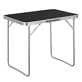 WOLTU Campingtisch Klapptisch Reisetisch mit Griff, 70x50x60cm(LxBxH) zusammenklappbar Gartentisch aus Alu und MDF für Picknick Strand im Freien, Schwarz, CPT8135sz