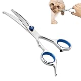 Hunde Scheren, Gebogene Schere Fellschere Für Hund und Katze Sicherheit Runde Spitze Grooming Schere, Edelstahl-Fellschere für Hunde und Katzen