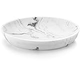 Luxspire seifenschale Marmor, Ovaler Seifenhalter Schwamm Seifenspender Kratzfest Seifenbox Seifendose Elegant Seifenablage Leicht Reinigen Soap Holder Dish für Küche Badezimmer und Dusche, Kies Weiß