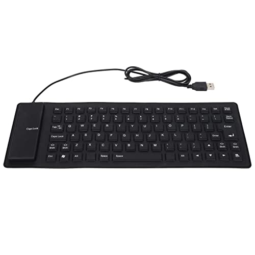 USB Silikon Faltbare Tastatur 85 Tasten, tragbare wasserdichte, leise, weiche, kabelgebundene Silikontastatur für PC Laptop(Schwarz)