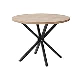 TTATC Runder Esstisch mit 100 cm Dicker MDF-Platte, Küchen-Esstisch mit Vier Metallbeinen, für 4–6 Personen, für Esszimmer, Wohnzimmer, Küche,Hellbraun