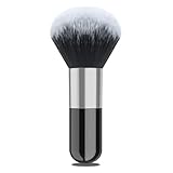 Großer Power-Make-up-Pinsel, flacher Kabuki-Make-up-Pinsel für Gesichts-Foundation, Rouge, Gesichtsbräunung, Setting Powder, Bronzer, ultraweich und dicht, Reise-Make-up-Werkzeuge, Schwarz / Silber