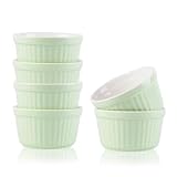 Creme Brulee Schälchen 6 Stück, 200 ml Souffle Förmchen Backofenfest, Creme-Brûlée-Auflaufförmchen-Soufflé-Becher zum Backen, Creme Brulee Schalen, Keramikförmchen Ofenfeste Förmchen (Grün)