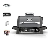 Ninja Woodfire Elektrogrill, Camping Grill, Smoker-& Heißluftfritteuse, 7-in-1-Outdoor Grill, räuchern, braten, backen, antihaftbeschichtet, tragbar, Geschenk für Männer/Frauen, Grau/Schwarz OG701EU