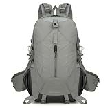 AUXDIQ 50L Wanderrucksack Herren Damen Sportrucksack Wasserdichter Trinkrucksack Rucksäcke Grau