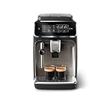 Philips 3300 Series Kaffeevollautomat - 5 Getränke, Intuitives Touch-Display, Klassischer Milchaufschäumer, SilentBrew, 100% Keramikmahlwerk, AquaClean Filter. Schwarzchrom (EP3326/90)