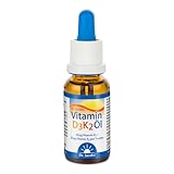 Dr. Jacob's Vitamin D3K2 Öl 20 ml I Nahrungsergänzung für Knochen¹ und Immunsystem² I Hohe Bioverfügbarkeit I Vitamin D3 und K2 Tropfen I vegetarisch…