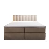 Palermo Boxspringbett mit Bettkästen H3 Matratze mit Topper (Beige, 200 x 200 cm)