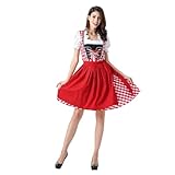 Generisch Dirndl Damen Midi Trachtenrock Trachtenmode Trachtenrock Kleid, Elegantes Gothic-Lolita Cosplay-Kostüm mit kariertem Rock für Anime-Rollenspiele Halloween-Party im -Stil