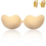 Wuiil Klebe BH Push Up,Größe B,Unsichtbarer BH,Rückenfrei,Trägerloser für Frauen,Wiederverwendbar,für Abendkleid Brautkleid Badeanzug Und Rückenfreie,Silikon Push Up,Unsichtbar und Flexibel