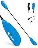 Abahub Kajak Paddel verstellbar 240cm bis 260cm Aluminium Angelpaddel Doppelpaddel mit Paddelleine für Kajakfahren Angel Aluminiumlegierungs Schaft Kunststoff Klingen Blau