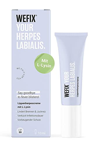 WeFix Lippen Herpes Creme mit L-Lysin - Mit Sonnenschutz SPF 30 - Medizinprodukt - Schützend & Vorbeugend - Verkürzt die Infektionsdauer - Vegan