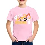 SUPTTING Jungen T-Shirt 4 I'm Digging It Aufdruck Bagger Kurzarm Oberteil Rundhals Shirt Kindergeburtstag Outfit Freizeitshirt Sommer Top Geburtstagsshirt Kinderbekleidung Baustelle