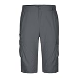 Generisch Caprihose Herren Cargoshorts Kurz Sommer Shorts Atmungsaktiv Capri Radhose Leicht Bermuda Outerdoorshorts mit Stretchbund Schnelltrocknend Trekking Hose Zip Taschen Freizeithose