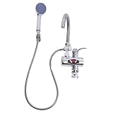3000W Elektrischer Wasserhahn Warmwasserhahn mit LCD-Display, Ausgestattet mit Dusche, Sofortige Heizung, Einstellbare Temperatur von 30-60°C für Küche und Bad