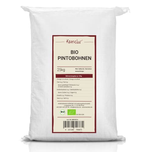 Kamelur 25kg BIO Pinto Bohnen getrocknet – Pintobohnen Wachtelbohnen BIO ohne Zusätze – getrocknete Bohnen Hülsenfrüchte in der Großpackung